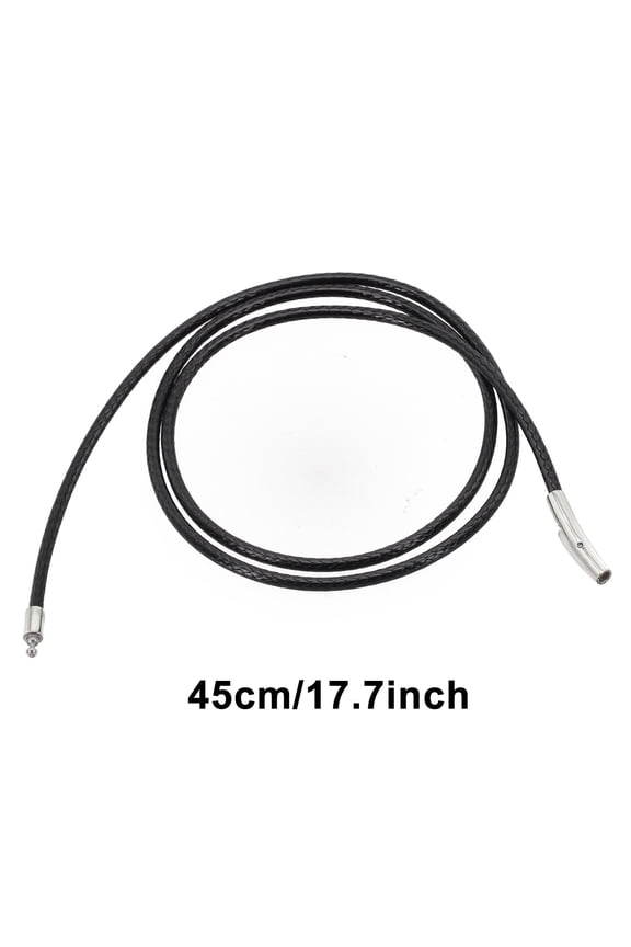 KDJ 2mm Black Braided Pu Leather String Rope Necklace Stainless Steel Clasp Rope