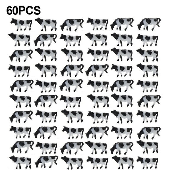 KDJ 60Pcs N Scale Cows Model 1:150 Model Railway Painted Farm Animals Model Scene