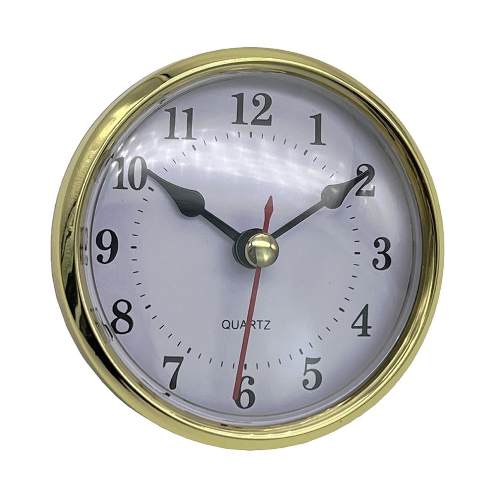 80mm Gold Quartz Clock Insert – Arabic Numeral Replacement Movement, Fits 73mm Hole, Rubber Gasket, AA Battery (Gold Trim)