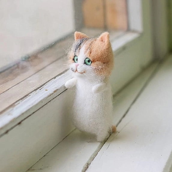 KDJ DIY Cat Wool Felt Unfinished Wool Felt Material Package Handmade Needle Felt Kit