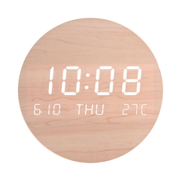 KDJ Digital Wall Clock Temperature Date Time Display Silent Alarm Clock Bedroom - for Home Decor