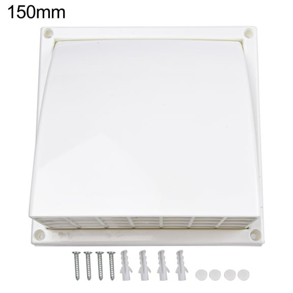 KDJ Exterior Wall Exhaust Vent Rainproof Range Hood Ventilation Outlet with Non-Return Shutter Flap, Spring-less Design for Bathroom Kitchen Extractor Fans HVAC 185*128*98mm White