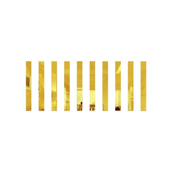 KDJ Long strip acrylic wall sticker self-adhesive decorative mirror sticker 10PCS - for Home Decor