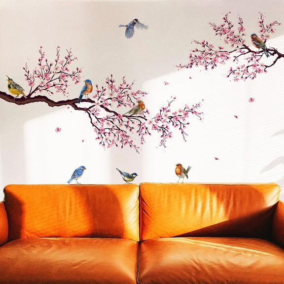 KDJ Removable for Cherry Blossom Flowers Wall Decals Flower Tree Branches Wall Stickers - for Home Decor