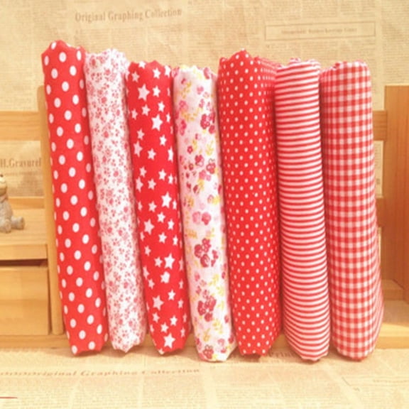 KDJ Series 7 pieces Assorted Pre-Cut Thick Tabby Bundle Charm Cotton Quilt Fabric