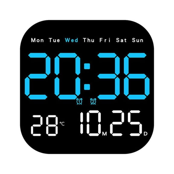 KDJ Wall Clock With Remote Control Display Temperature Room Desktop Clock - for Home Decor