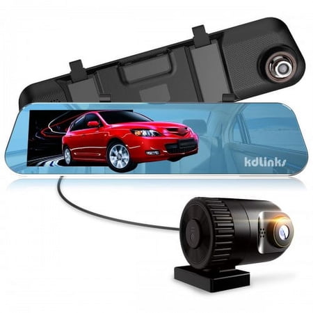 KDLINKS R100 Ultra HD 1296P Front + 1080P Rear 280 Degree Super Wide Angle Rearview Mirror Car Dash Cam w/ IPS  5" Screen, G-Sensor & Superior Night Mode, 1 Yr Dashcam Warranty, Support 64/128GB Card