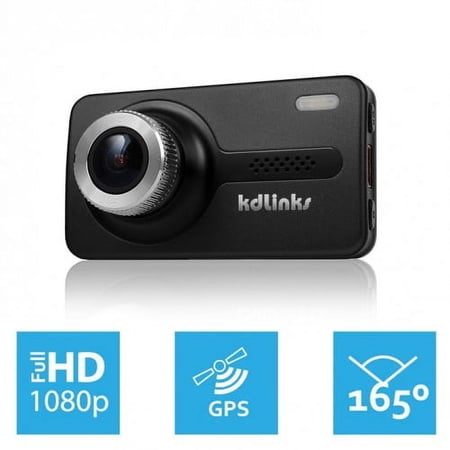 KDLINKS X1 Full-HD 1920*1080 165 Degree Wide Angle Dashboard Camera Recorder Car Dash Cam with GPS, G-Sensor & WDR Superior Night Mode, 1 Year Dashcam Warranty