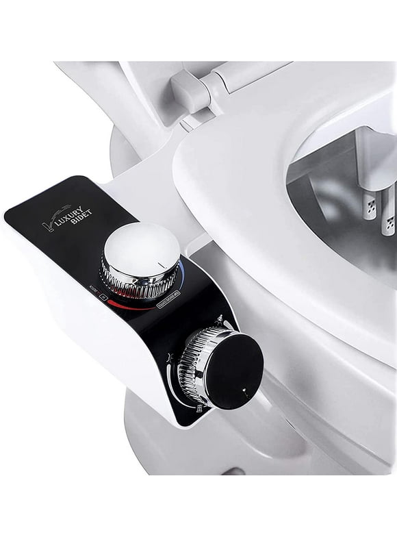 KDMLR Bidet Attachment for Toilet Seat, Non-Electric Bidet Hot and Cold Fresh Water for Frontal & Rear Wash with Self-cleaning Dual Nozzles and Adjustable Pressure Control