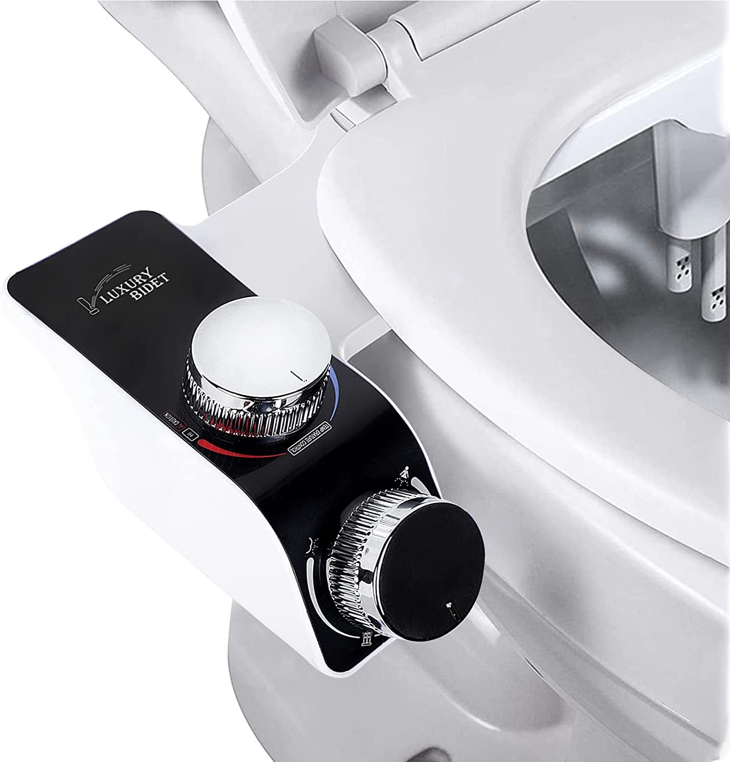 KDMLR Non-Electric Bidet Attachment for Toilet Seat with Self-cleaning Dual Nozzles, Adjustable Pressure Control