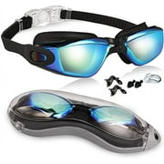 KDMLR adult swim goggles comfortable daily swim goggles with mirrored anti-fog electroplated lenses - anti-blue light does not leak