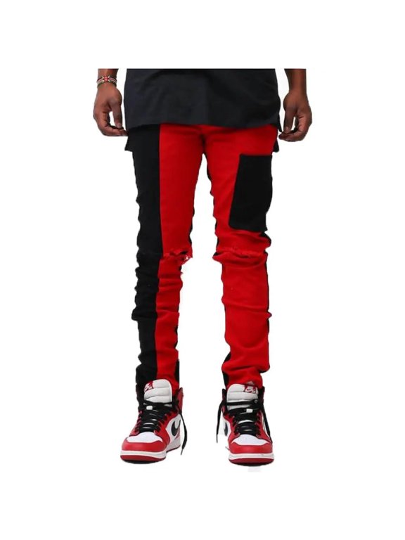 Men Contrast Cargo Pants (Black)