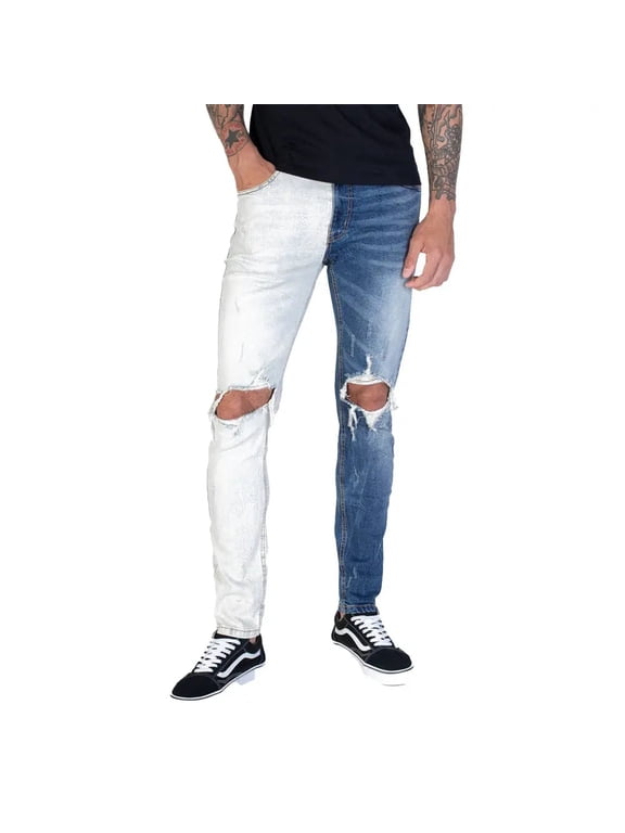 Men Contrast Jeans (Blue)