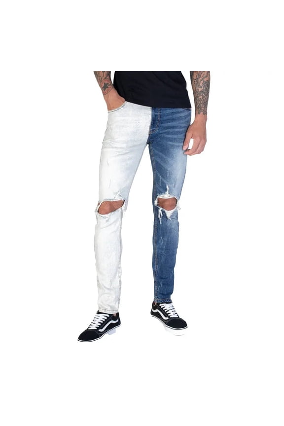 Men Contrast Jeans (Blue)