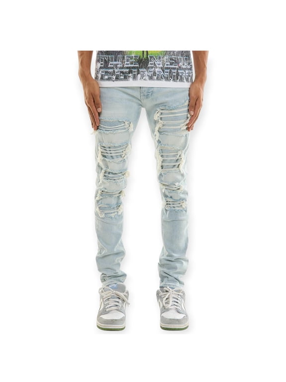 Men Under Patched More Skinny Jeans (Blue)