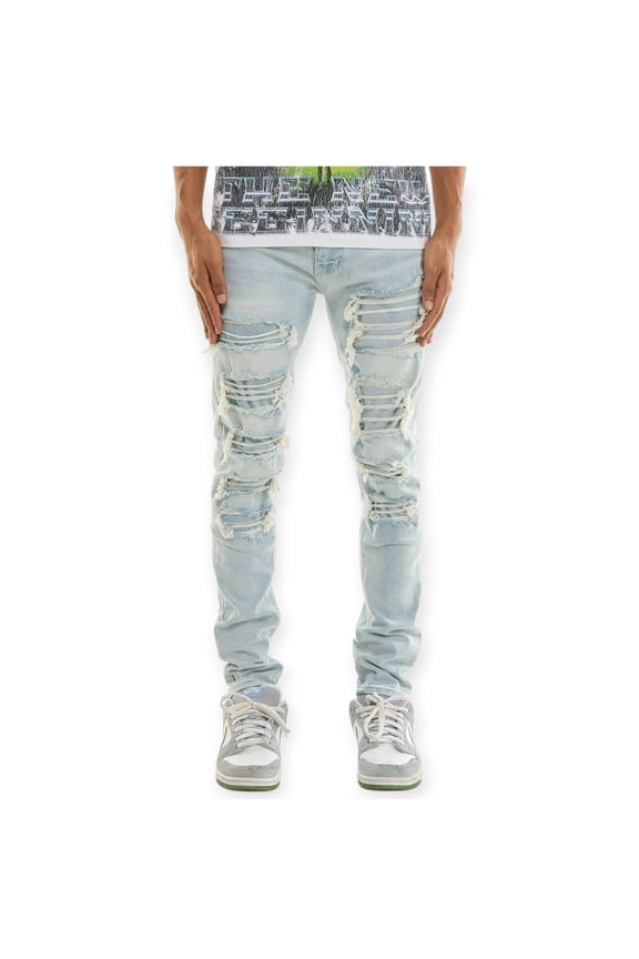 Men Under Patched More Skinny Jeans (Blue)