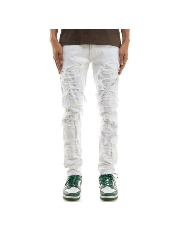 Men Under Patched More Skinny Jeans (White)