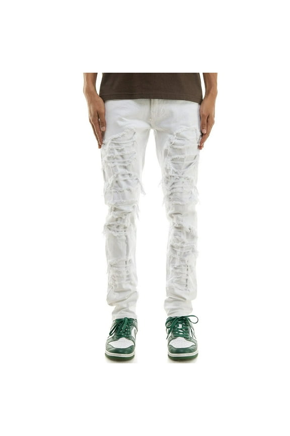 Men Under Patched More Skinny Jeans (White)