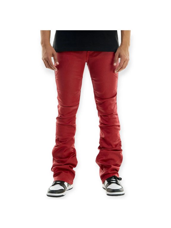 Men Waxed Pleat Pants (Red)