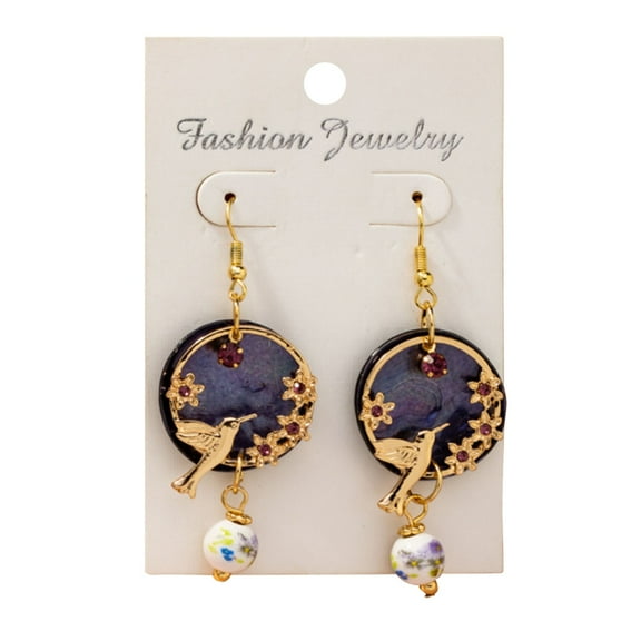 KDSJSXW 2024 New Easter Women's Earrings Hummingbird Exaggerated Retro Fashion Winged Bird Earrings Earrings Versatile Earrings Fashion Special Earrings Earrings (Navy Blue,One Size)