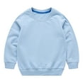 thumbnail image 1 of KDSJSXW Basics Kids Clothing Newborn Toddler Boys Girls Solid Color Long Sleeve Round Neck Pullover Sweatshirt Threaded Neckline (Light Blue,140), 1 of 4