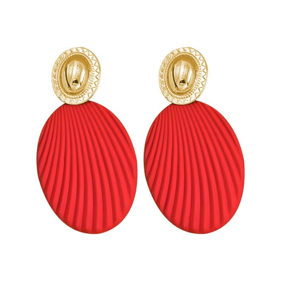 KDSJSXW Big Pearl Earrings Colorful Oval Stripe Fashion Exaggerated Personality Nail Piece Ear Jewelry Earrings Pearl Gold Earrings Pierced Earrings for Women Earring Studs(Red,One Size)