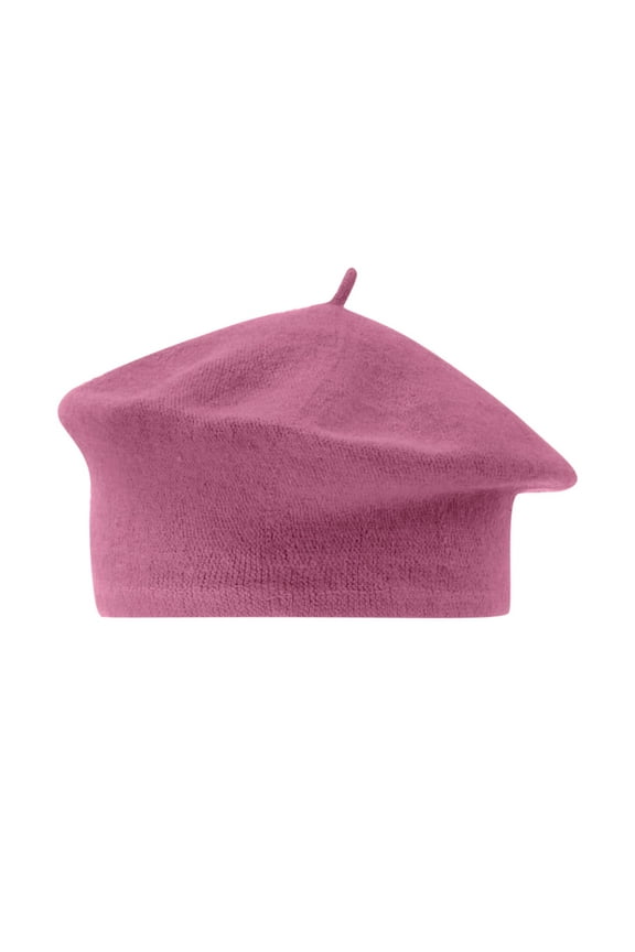 Boinas Para Mujer Ladies Solid Color Imitation Wool Beret Bud Hat Painter Hat Painters Hat (Rose Gold,One Size)