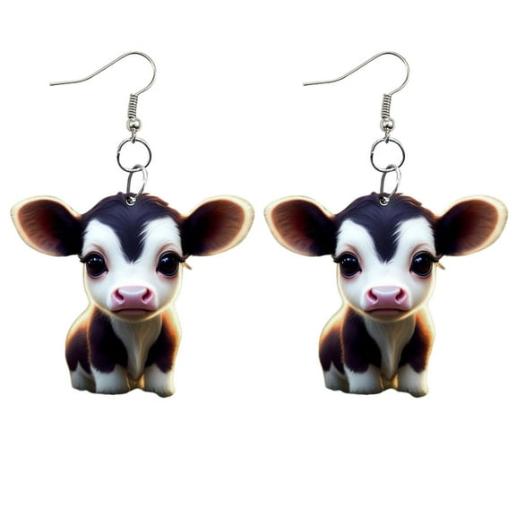 KDSJSXW Christmas Earrings Cute Cartoon Cow Earrings Pendant Earrings Ladies Earrings Jewelry 1Pcs