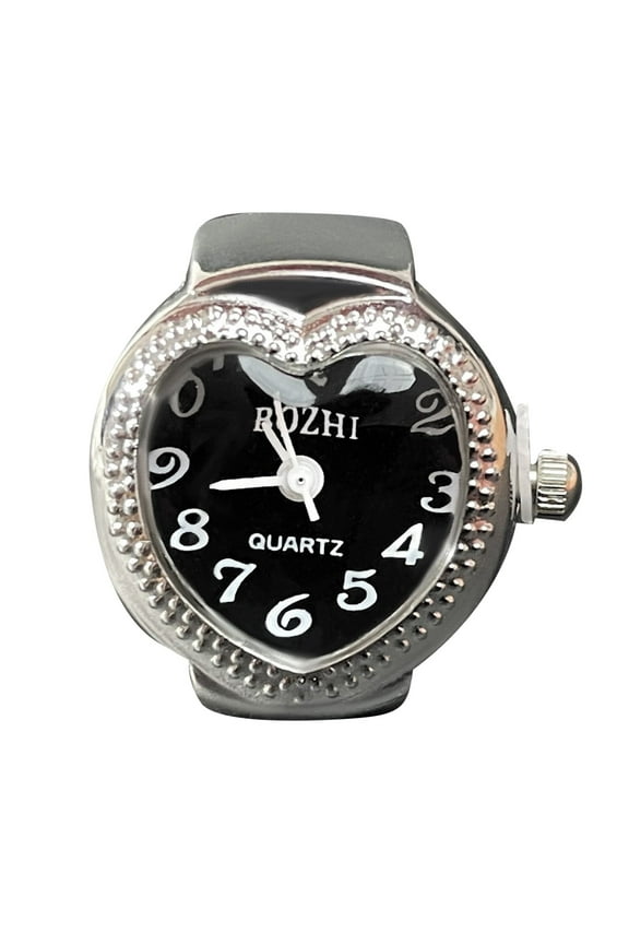 Christmas Gifts Wedding Bands for Women Real Watch Ring To Tell Time Vintage Watch Clock Ring Round Chunky Ring Silver Adjustable Ring Fashion Watch Jewelry