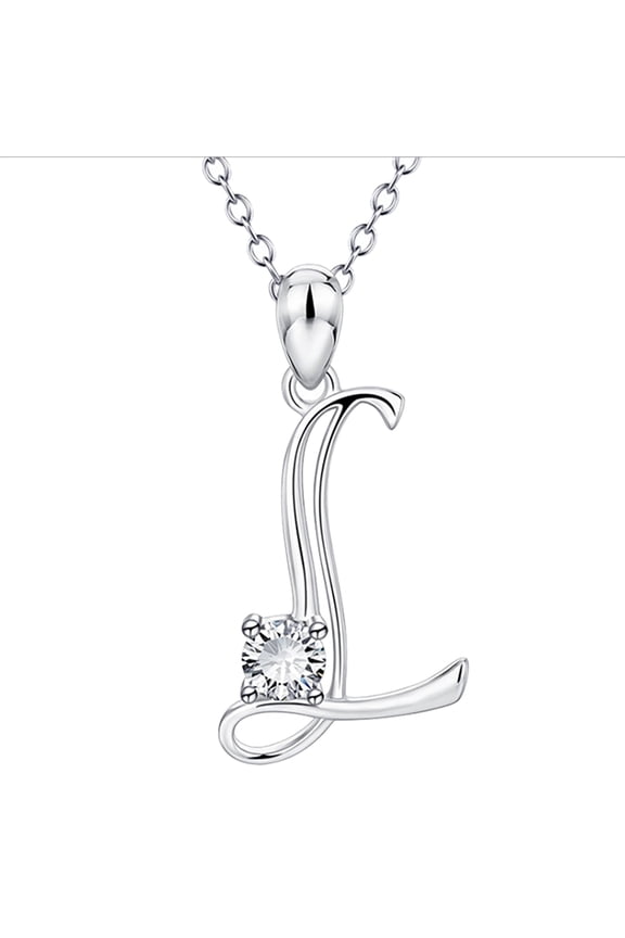 Christmas Gold Chain Necklace Women Fashion Women Gift 25 English Letter Name Chain Pendant Necklaces Jewelry(L,One Size)