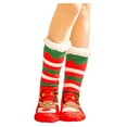 thumbnail image 1 of KDSJSXW Christmas Socks Women's Winter Super Soft Warm Fuzzy Fleece-Lined Grippers Slipper Socks(Red,One Size), 1 of 6