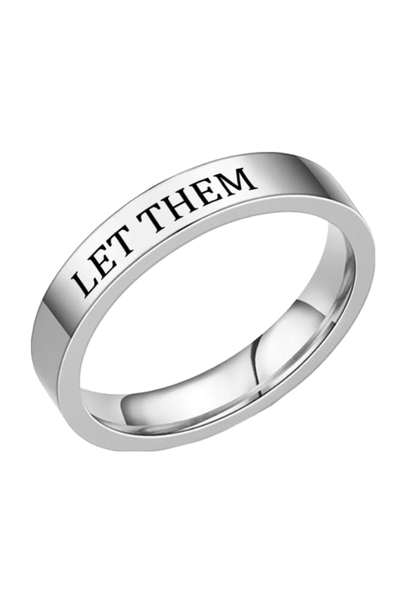 Christmas Women Let Them Ring Let Them Stainless Steel Engraved Ring To Sorority Sisters Best Friends Inspirational Friendship Ring Motivational Friendship Jewelry Gift(Silver,6)