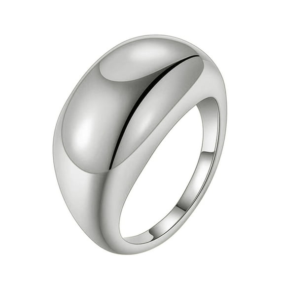 KDSJSXW Chunky Gold Rings Chunky Dome Statement Rings Gold Plated Stackable Thick Band Knuckle Rings for Women Finger Minimalist Jewelry Size 5 12 Ring Set Gold Filled Ring (Silver,12)