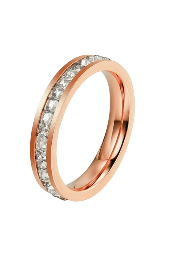 Chunky Gold Rings Plated Cubic Zirconia Super Engagement Rings for Women Promise Rings for Her Wedding Band for Women Size 5 13 Ring Set Anillos Para Mujer Chunky Gold Rings(Rose Gold,6)