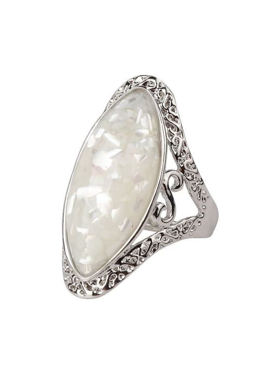 Chunky Gold Rings Vintage Illu-Sion Shell Ring Women's Ring Jewelry Rings Gift Ring Carved Ring Ring Set Wedding Rings Chunky Gold Rings(White,7)