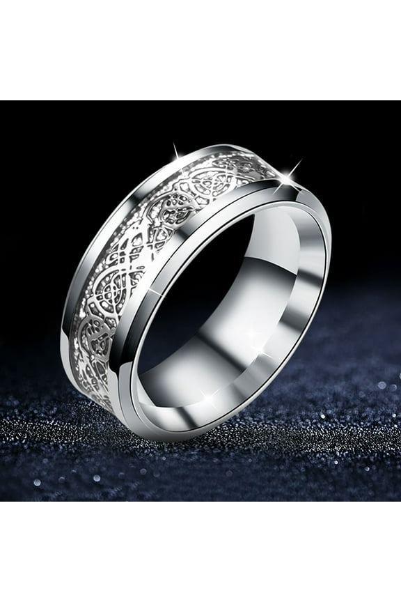 Chunky Rings Titanium Steel Dragon Ring With Silver Golden Dragon Stainless Steel Ring Gold Rings for Women Non Tarnish Silver Ring Chunky Rings(Silver,12)