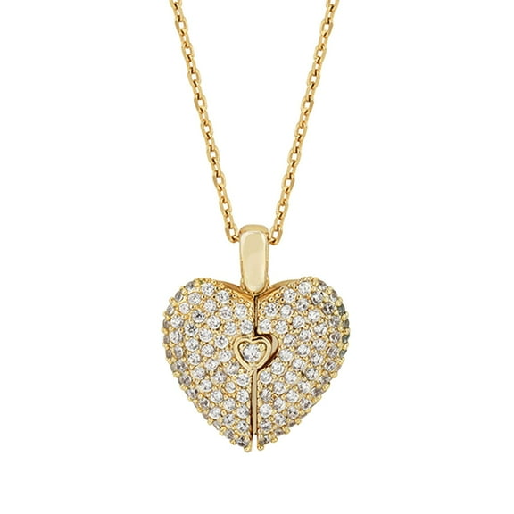 KDSJSXW Collar for Women Simple Necklace Fashion Heart Shape Pendant Personality Chain Lock Heart Men's And Women's Open And Close Necklace Clavicle Chain Pendant Necklace (Gold,One Size)