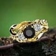 thumbnail image 1 of KDSJSXW Costume Jewelry for Women Fashion Flower Line Black Zircon Ring Ladies Ring Diamond Ring for Women Stainless Steel Rings for Women Cubic Zirconia Ring Costume Jewelry for Women(Gold,8), 1 of 5