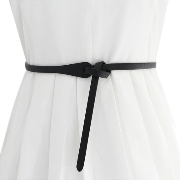 KDSJSXW Cowboy Belts For Women Women Casual Retro Solid Color Tie Decorative Knot Belt Womens Black Belt (Black,One Size)