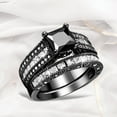 thumbnail image 1 of KDSJSXW Diamond Band Rings for Women 2 In 1 Womens Vintage Black Ring Diamond Engagement Wedding Band Ring Set Crystal Rings Chunky Gold Rings Diamond Band Rings for Women(Black,7), 1 of 6