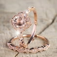thumbnail image 1 of KDSJSXW Diamond Ring Flower Shape Rose Gold Ring Rhinestone Engagement Ring Wedding Ring Set Flower Rhinestone Ring Set Full Diamond Ring Size 5 10 Silver Wedding Band Women (Rose Gold,10), 1 of 6
