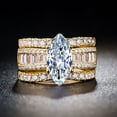 thumbnail image 1 of KDSJSXW Diamond Ring Luxury Inlaid Rhinestones Detachable 3-Piece Three-In-One Ring Ladies Ring Jewelry Gift Silver Wedding Band Women Women Rings Diamond Ring(Gold,10), 1 of 5