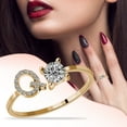 thumbnail image 1 of KDSJSXW Diamond Rings Fashionable And Opening 26 Letters With Diamond Ring Ladies Jewelry Trendy Jewelry Wedding Ring Diamond Rings(Q,One Size), 1 of 4