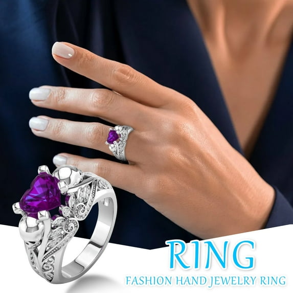 KDSJSXW Diamond Rings Women Ring Colorful Zircon Wedding Jewelry Rings Size Alloy 6-10 Gift Finger Trendy Jewelry Gold Ring Diamond Rings(Purple,8)