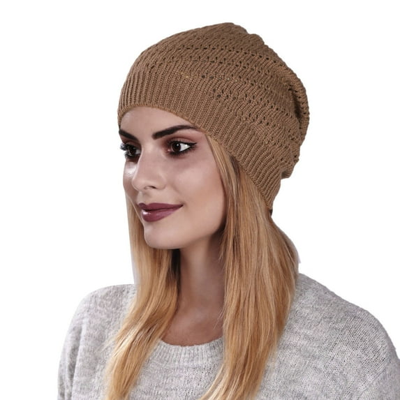 KDSJSXW Dreadlock Cap Thin Pleated Hollow Pullover Hat Men And Women Knitted Wool Warm Outdoor Cotton Casual Hip Hop Soft Lightweight Running Adult Dwarf Hat Unisex Night Cap For Men (Khaki,One Size)