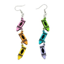 KDSJSXW Earrings Personality Three Crayon Earrings Crayon Pendant Earrings Teacher Gift Rainbow Earrings Wooden Accessories Gold Studs Earrings for Women Pearl Stud Earrings (Camouflage,One Size)