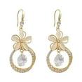 thumbnail image 1 of KDSJSXW Earrings Studs Flower Opal Long Earhook Earring Design Sense of Light Luxury Round Flash Diamond Earrings Pearl Earring Earrings for Sensitive Ears (Gold,One Size), 1 of 4