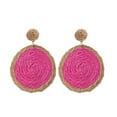 thumbnail image 1 of KDSJSXW Earrings Studs Rattan Earrings Rattan Ball Ring Pendant Earrings Women's Handmade Earrings Braided Rattan Raffia Earrings Summer Beach Accessories Gifts Pearl Earring (Hot Pink,One Size), 1 of 5