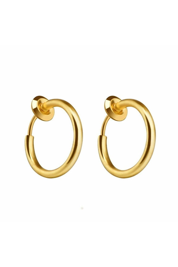 Earrings for Women Retractable Earrings No Need Piercing Men Women Classic Hip-Hop Hoop Earrings Pearl Earrings Sterling Silver Earrings Studs Womens Earrings(Gold,One Size)