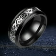 thumbnail image 1 of KDSJSXW Engagement Ring Titanium Steel Dragon Ring With Silver Golden Dragon Stainless Steel Ring Jewelry for Women Diamond Ring Engagement Ring(Black,6), 1 of 6